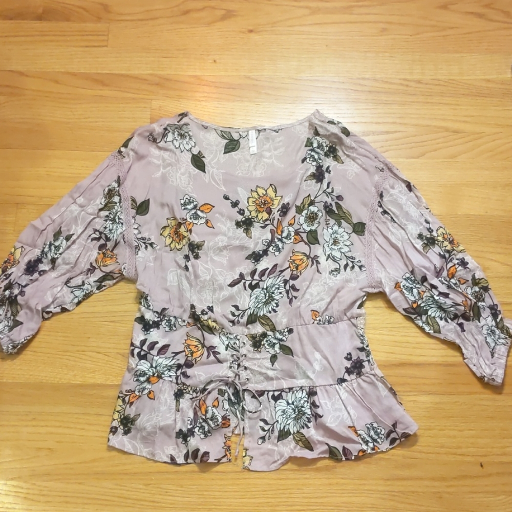 Lavender floral peasant blouse